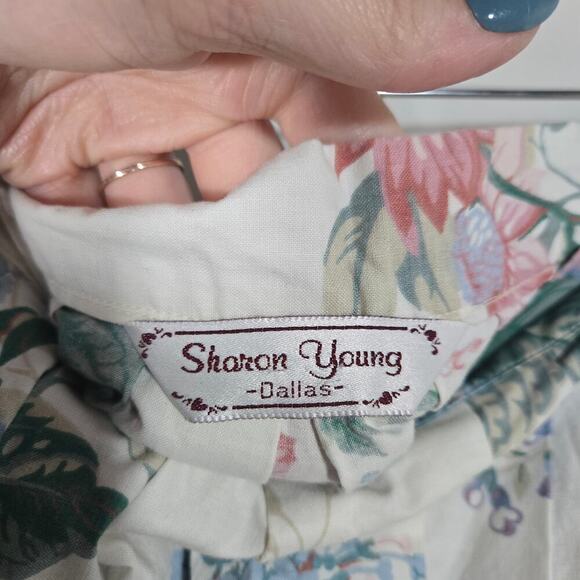 Vintage Sharon Young Cotton A Line Pleated Midi Skirt Western Cottage Country 6 - Picture 6 of 8